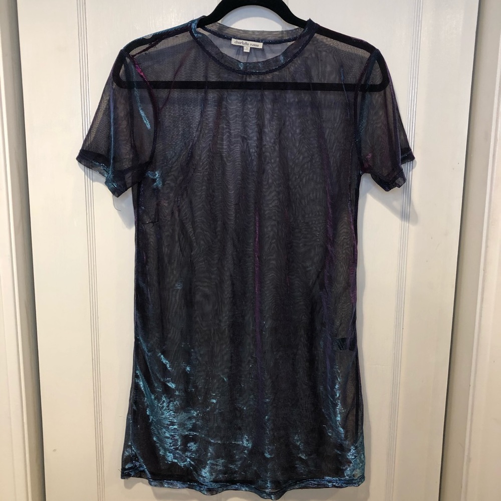 Iridescent short sleeve dress